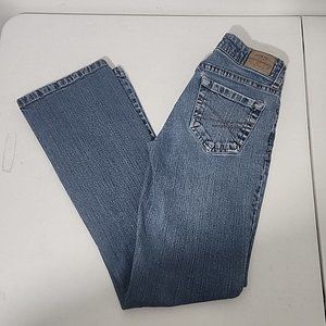 Aeropostale Denim Jeans Womens Size 0 Blue Chelsea Bootcut Stretch Button Zip